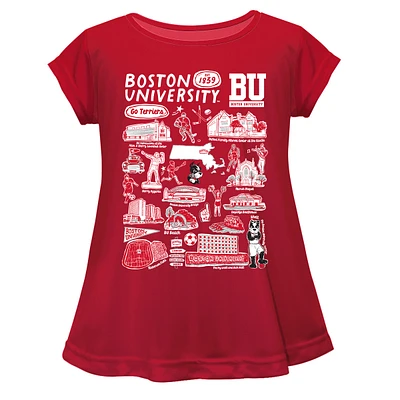 Girls Toddler Vive La Fete  Red Boston University Impressions Artwork A-Line Top