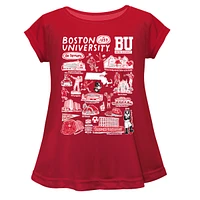 Girls Toddler Vive La Fete  Red Boston University Impressions Artwork A-Line Top