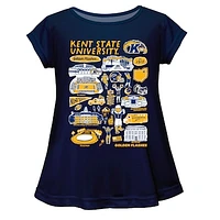 Girls Toddler Vive La Fete  Navy Kent State Golden Flashes Impressions Artwork A-Line Top