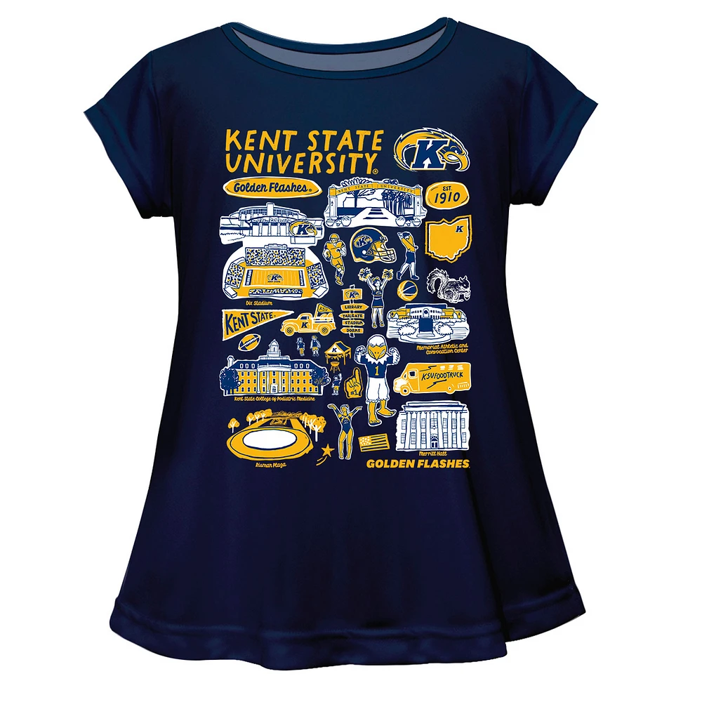 Girls Toddler Vive La Fete Navy Kent State Golden Flashes Impressions Artwork A-Line Top