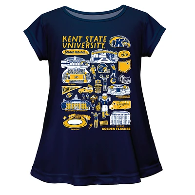 Girls Toddler Vive La Fete  Navy Kent State Golden Flashes Impressions Artwork A-Line Top