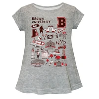 Girls Toddler Vive La Fete  Gray Brown Bears Impressions Artwork A-Line Top