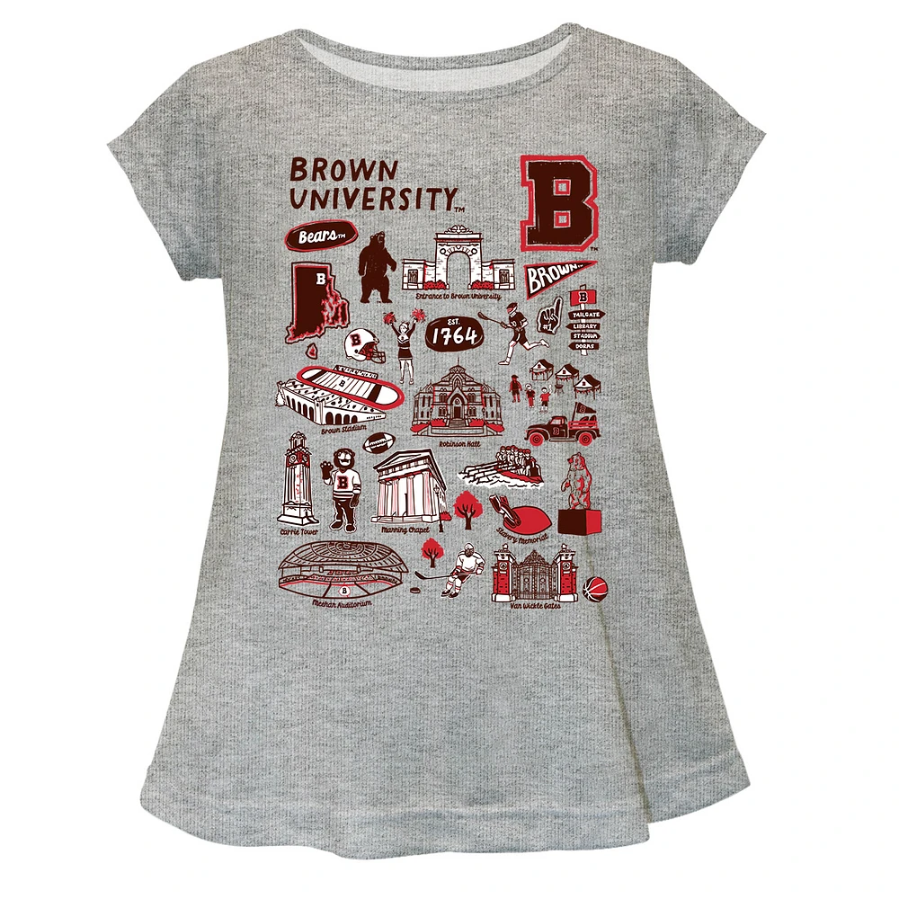 Girls Toddler Vive La Fete Gray Brown Bears Impressions Artwork A-Line Top