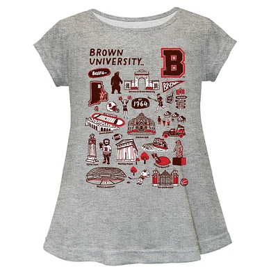 Girls Toddler Vive La Fete  Gray Brown Bears Impressions Artwork A-Line Top