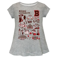 Girls Toddler Vive La Fete  Gray Brown Bears Impressions Artwork A-Line Top