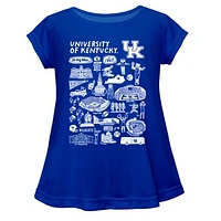 Girls Toddler Vive La Fete  Blue Kentucky Wildcats Impressions Artwork A-Line Top