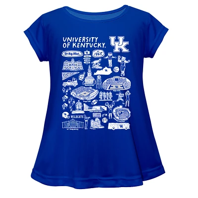 Girls Toddler Vive La Fete  Blue Kentucky Wildcats Impressions Artwork A-Line Top