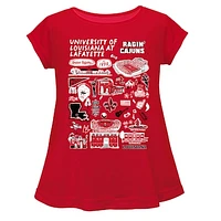 Girls Toddler Vive La Fete  Red Louisiana Ragin' Cajuns Impressions Artwork A-Line Top