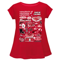 Girls Toddler Vive La Fete  Red Louisiana Ragin' Cajuns Impressions Artwork A-Line Top