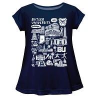 Girls Toddler Vive La Fete  Navy Butler Bulldogs Impressions Artwork A-Line Top