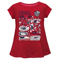Girls Toddler Vive La Fete  Red Liberty Flames Impressions Artwork A-Line Top