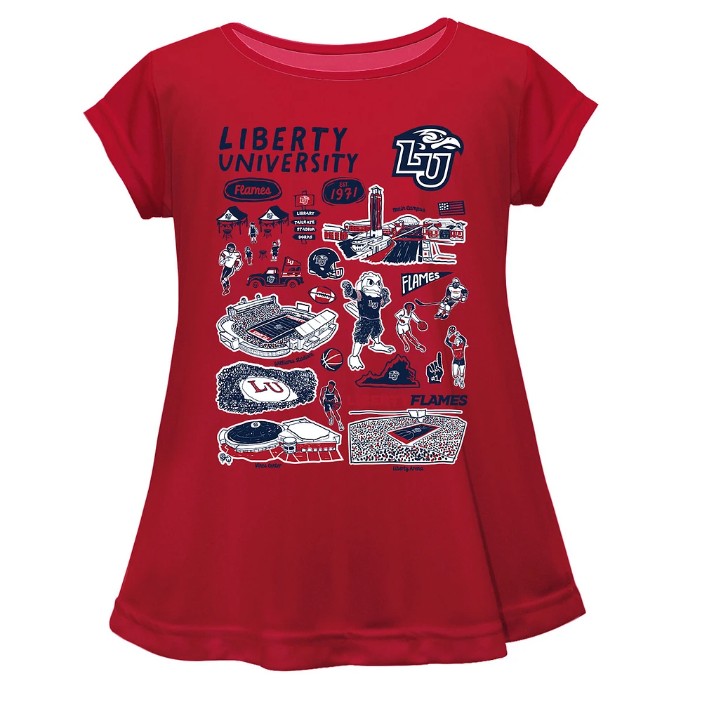 Girls Toddler Vive La Fete Red Liberty Flames Impressions Artwork A-Line Top