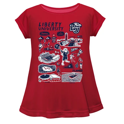 Girls Toddler Vive La Fete  Red Liberty Flames Impressions Artwork A-Line Top