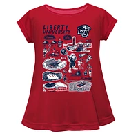 Girls Toddler Vive La Fete  Red Liberty Flames Impressions Artwork A-Line Top