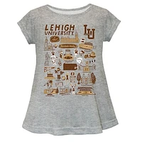 Girls Toddler Vive La Fete  Gray Lehigh Mountain Hawks Impressions Artwork A-Line Top
