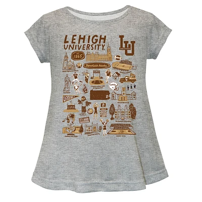 Girls Toddler Vive La Fete  Gray Lehigh Mountain Hawks Impressions Artwork A-Line Top