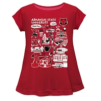 Girls Toddler Vive La Fete  Red Arkansas State Wolves Impressions Artwork A-Line Top