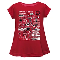 Girls Toddler Vive La Fete  Red Arkansas State Wolves Impressions Artwork A-Line Top