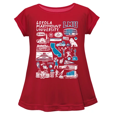 Girls Toddler Vive La Fete  Red Loyola Marymount Lions Impressions Artwork A-Line Top