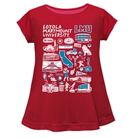 Girls Toddler Vive La Fete  Red Loyola Marymount Lions Impressions Artwork A-Line Top
