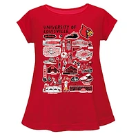 Girls Toddler Vive La Fete  Red Louisville Cardinals Impressions Artwork A-Line Top