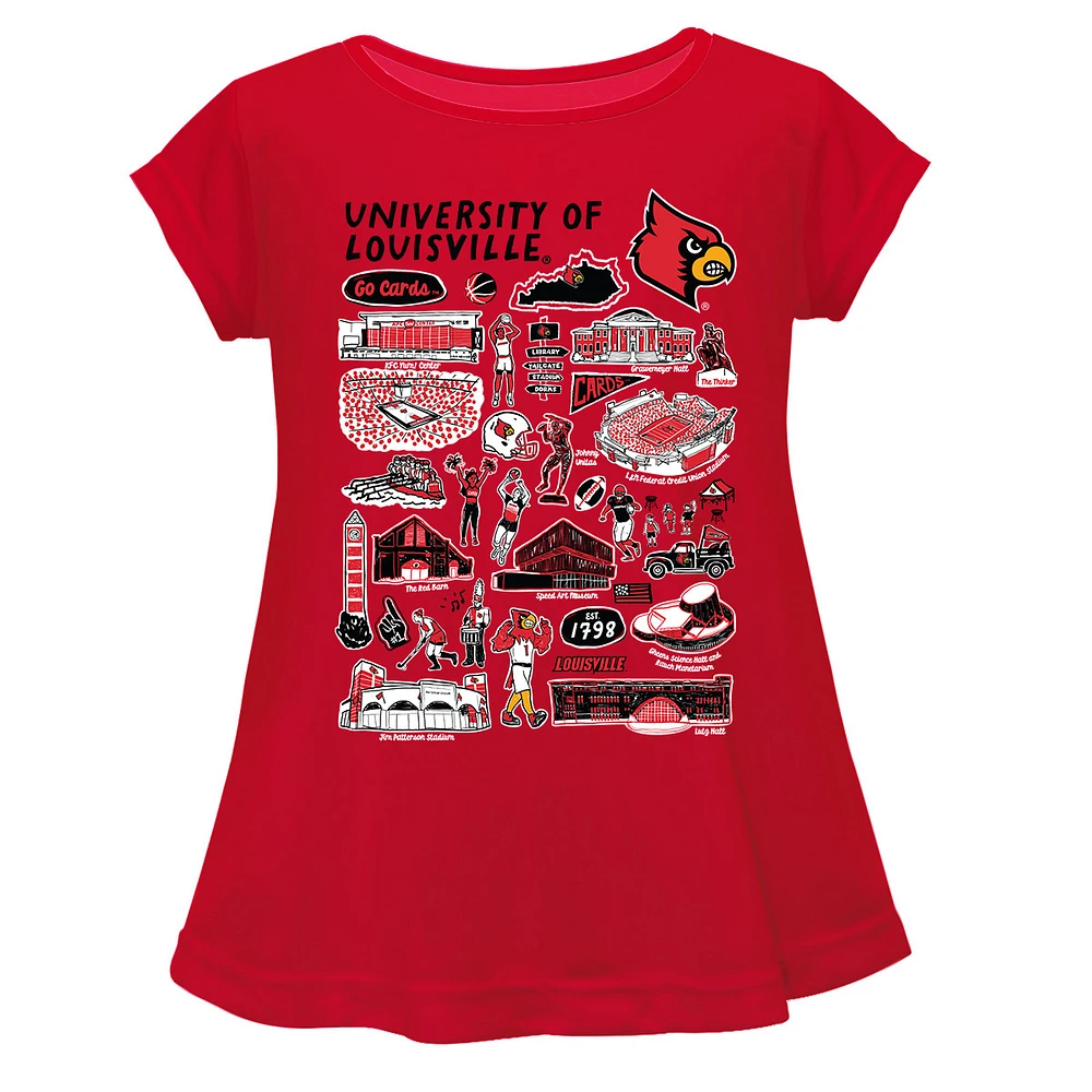 Girls Toddler Vive La Fete Red Louisville Cardinals Impressions Artwork A-Line Top