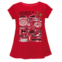 Girls Toddler Vive La Fete  Red Louisville Cardinals Impressions Artwork A-Line Top