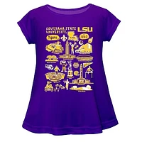 Girls Toddler Vive La Fete  Purple LSU Tigers Impressions Artwork A-Line Top