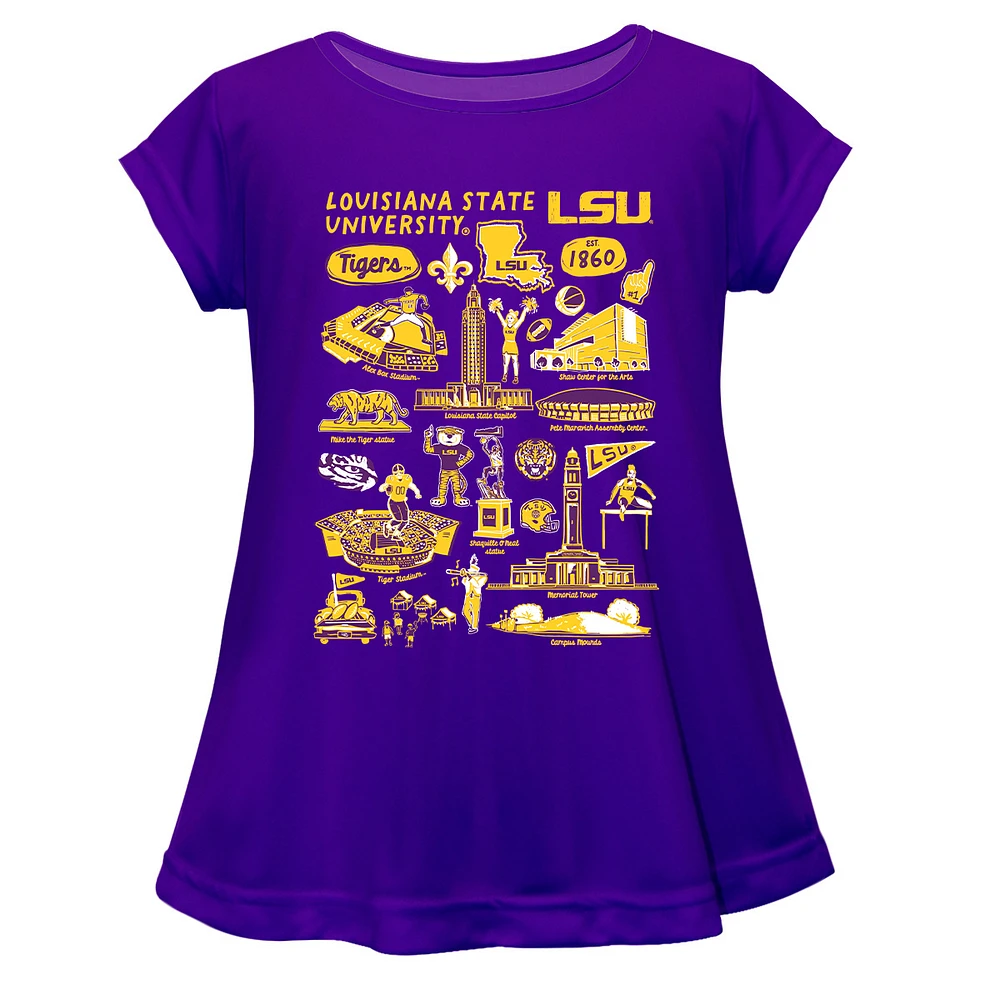 Girls Toddler Vive La Fete Purple LSU Tigers Impressions Artwork A-Line Top