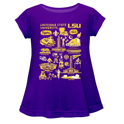 Girls Toddler Vive La Fete  Purple LSU Tigers Impressions Artwork A-Line Top