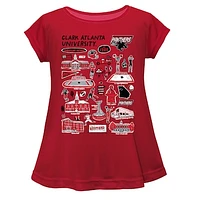 Girls Toddler Vive La Fete  Red Clark Atlanta University Panthers Impressions Artwork A-Line Top