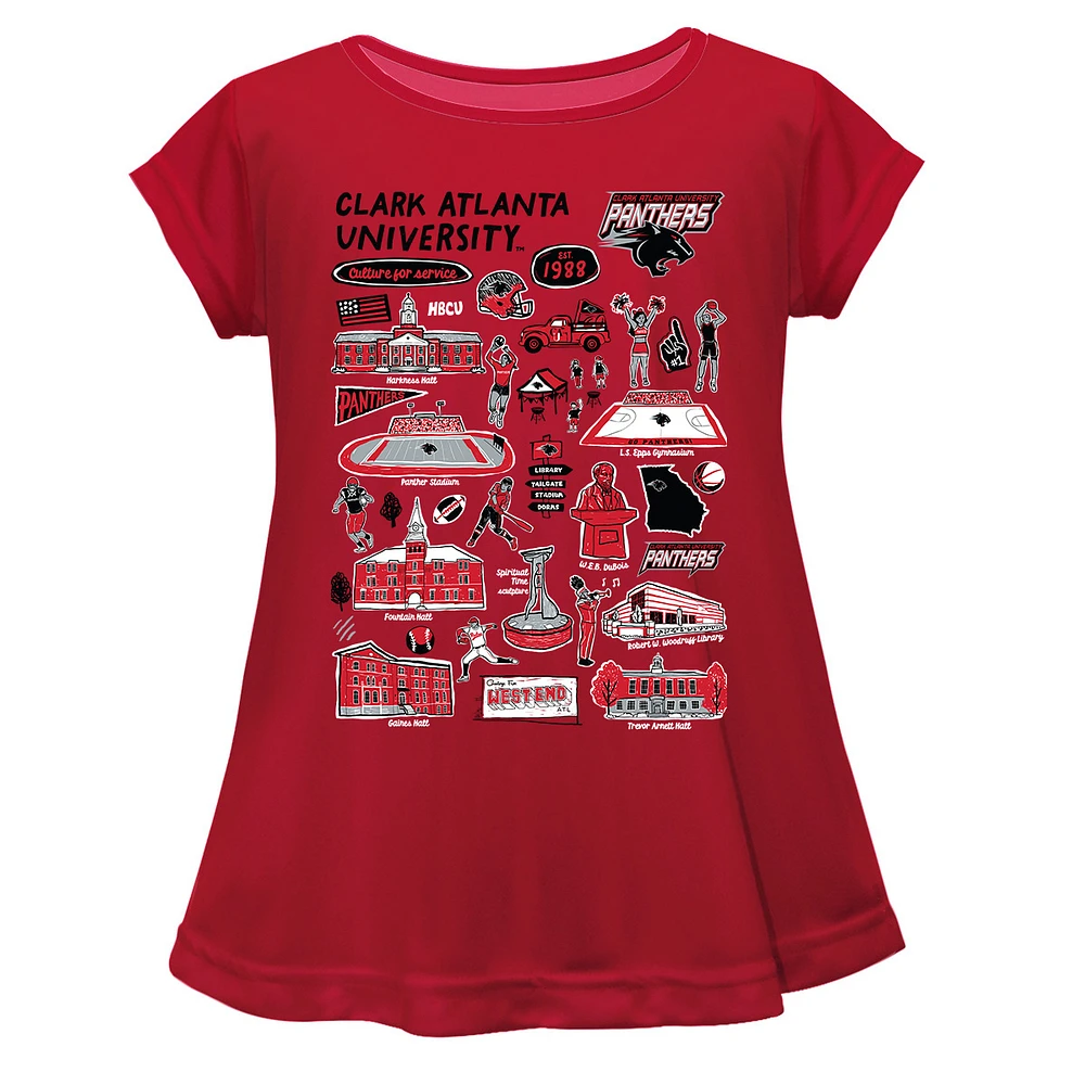 Girls Toddler Vive La Fete Red Clark Atlanta University Panthers Impressions Artwork A-Line Top