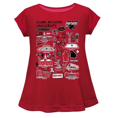 Girls Toddler Vive La Fete  Red Clark Atlanta University Panthers Impressions Artwork A-Line Top