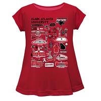 Girls Toddler Vive La Fete  Red Clark Atlanta University Panthers Impressions Artwork A-Line Top