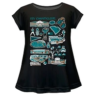 Girls Toddler Vive La Fete  Black Coastal Carolina Chanticleers Impressions Artwork A-Line Top