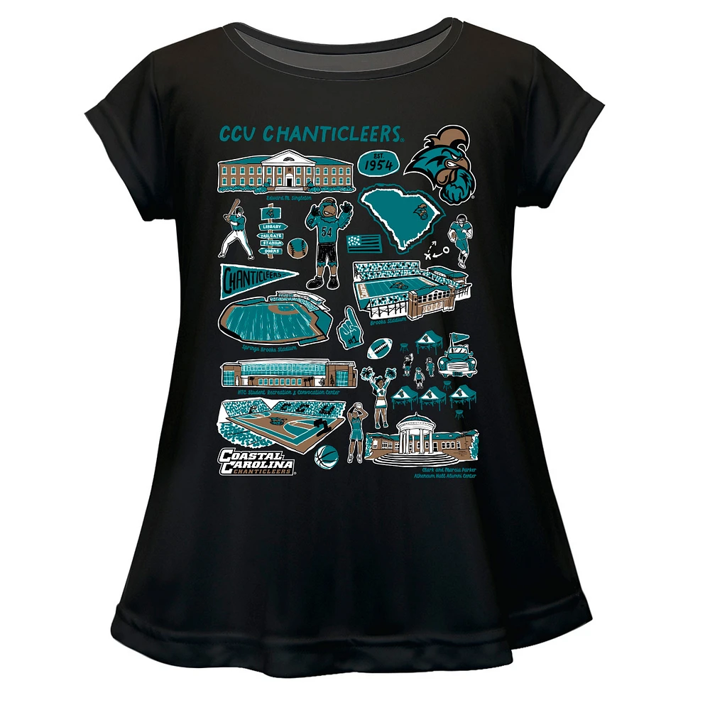 Girls Toddler Vive La Fete Black Coastal Carolina Chanticleers Impressions Artwork A-Line Top
