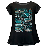 Girls Toddler Vive La Fete  Black Coastal Carolina Chanticleers Impressions Artwork A-Line Top