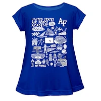 Girls Toddler Vive La Fete  Blue Air Force Falcons Impressions Artwork A-Line Top