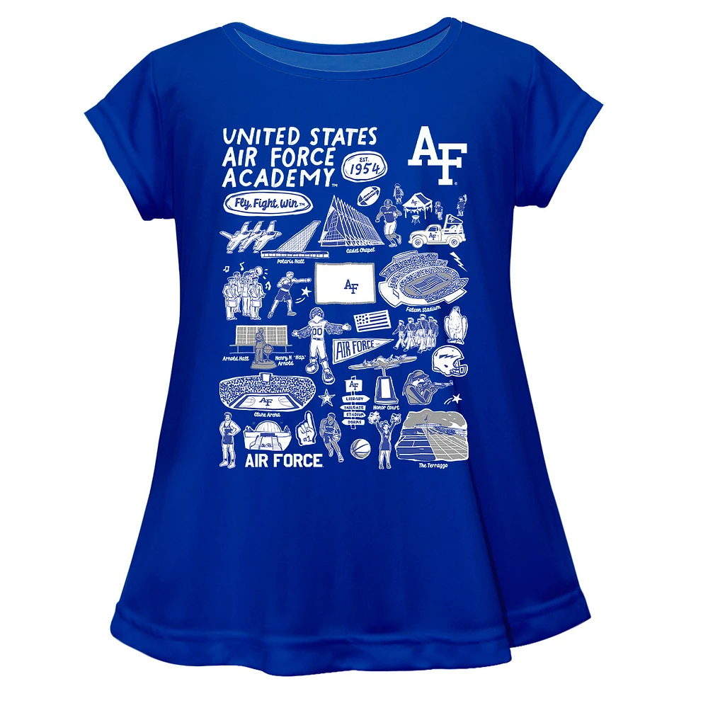 Girls Toddler Vive La Fete Blue Air Force Falcons Impressions Artwork A-Line Top