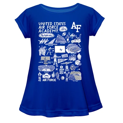 Girls Toddler Vive La Fete  Blue Air Force Falcons Impressions Artwork A-Line Top