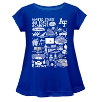 Girls Toddler Vive La Fete  Blue Air Force Falcons Impressions Artwork A-Line Top