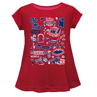 Girls Toddler Vive La Fete  Red Ole Miss Rebels Impressions Artwork A-Line Top