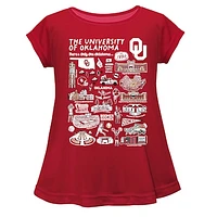 Girls Toddler Vive La Fete  Crimson Oklahoma Sooners Impressions Artwork A-Line Top