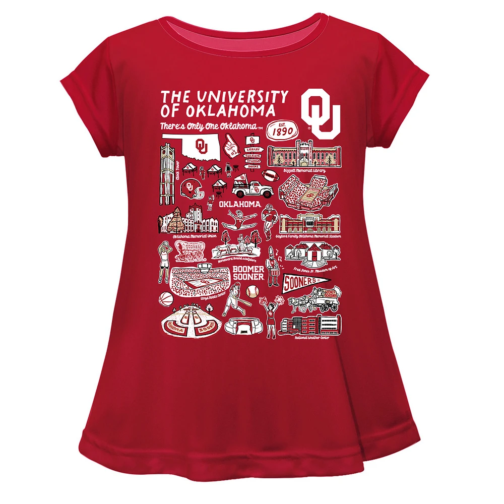 Girls Toddler Vive La Fete Crimson Oklahoma Sooners Impressions Artwork A-Line Top