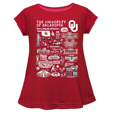 Girls Toddler Vive La Fete  Crimson Oklahoma Sooners Impressions Artwork A-Line Top