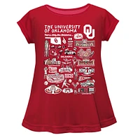 Girls Toddler Vive La Fete  Crimson Oklahoma Sooners Impressions Artwork A-Line Top