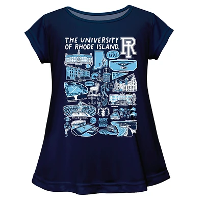 Girls Toddler Vive La Fete  Navy Rhode Island Rams Impressions Artwork A-Line Top