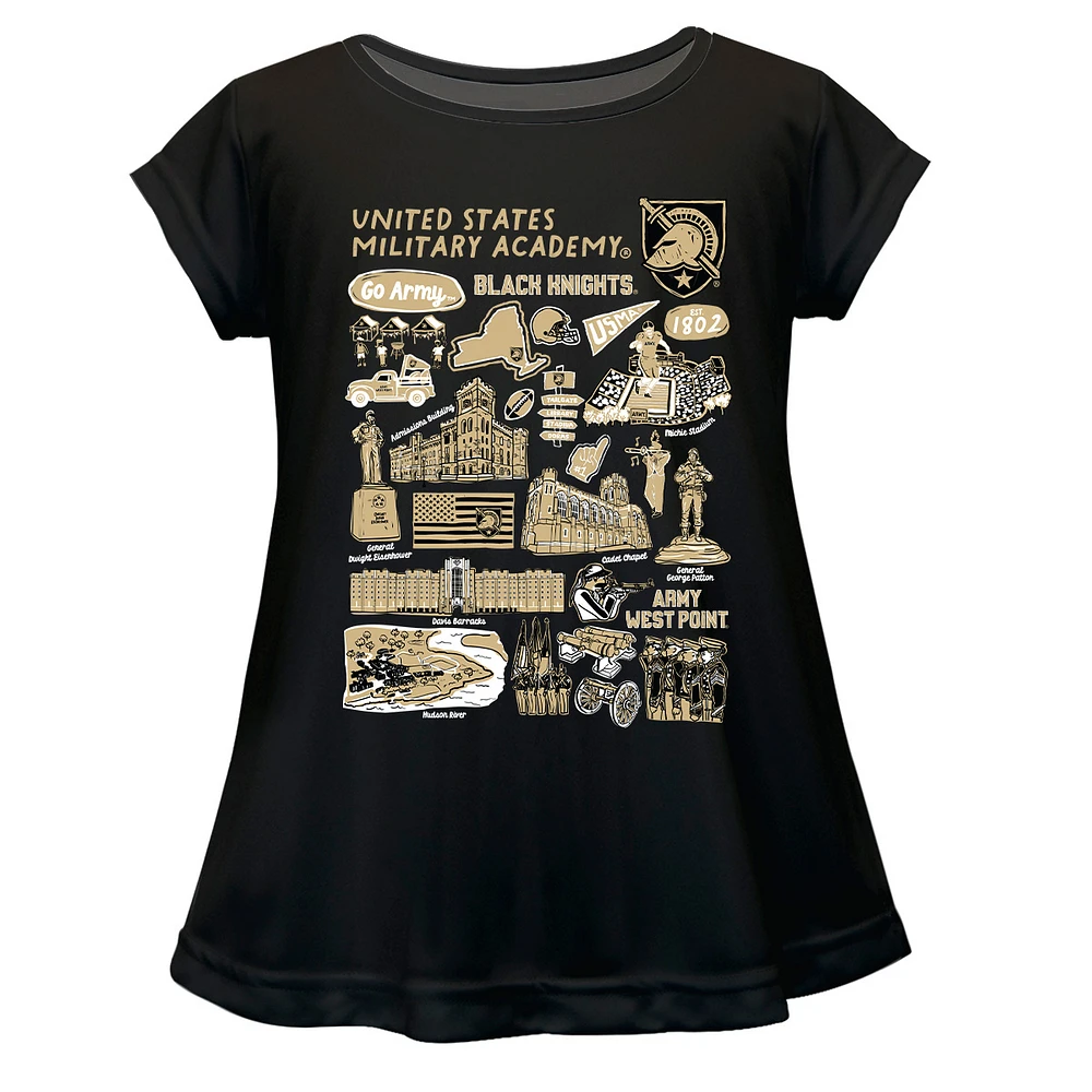 Girls Toddler Vive La Fete Black Army Knights Impressions Artwork A-Line Top