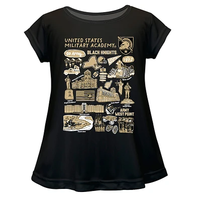 Girls Toddler Vive La Fete  Black Army Knights Impressions Artwork A-Line Top