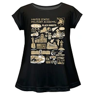 Girls Toddler Vive La Fete  Black Army Knights Impressions Artwork A-Line Top